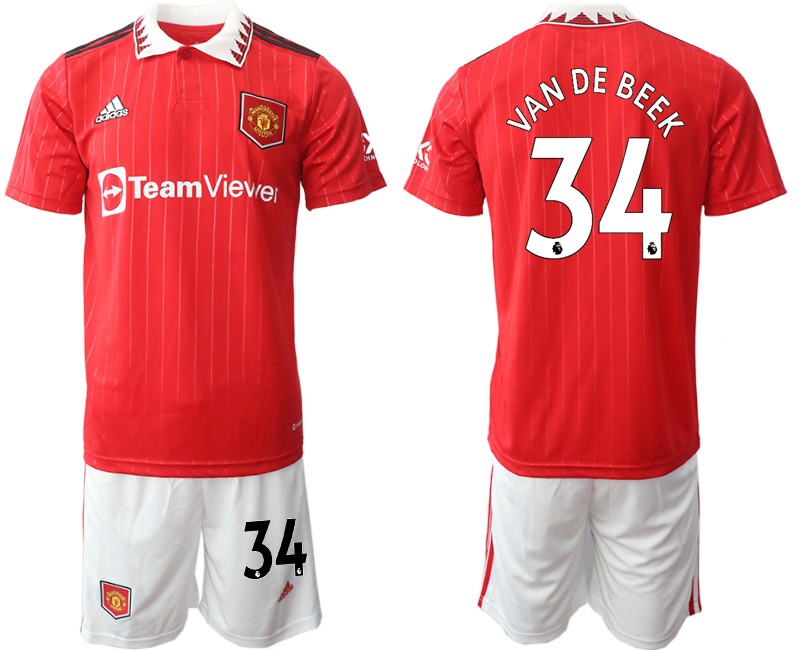 Men 2022-2023 Club Manchester United home Red #34 Adidas Soccer Jersey->customized soccer jersey->Custom Jersey